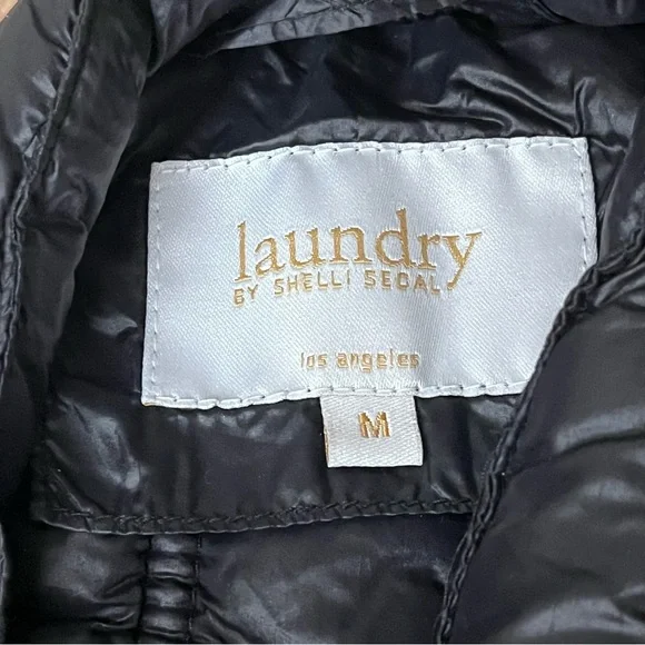 Laundry by Shelli Segal Moto Biker Jacket Black Puffer Goth Grunge Rock Emo M - Picture 9 of 11